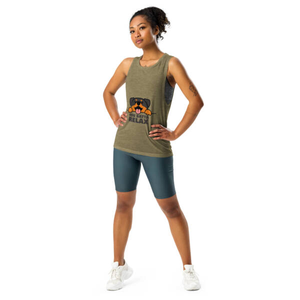 Ladies’ Muscle Tank (You Batta Relax) - Image 4